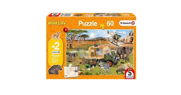 Schleich Wild Life Puzzle 60 Pieces Plus 2 Schleich Figures 19x275cm