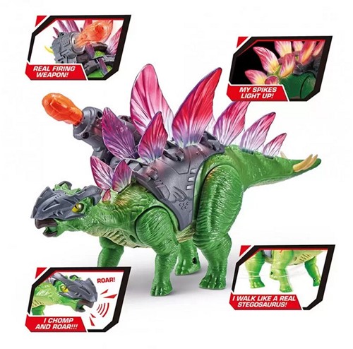 Zuru Robo Alive Dino Wars Toy Figure With Light And Sound Stegosaurus 23x38cm 2