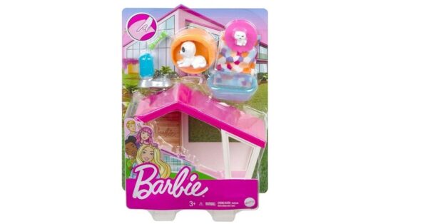 barbie playset casetta per cani con accessori e cuccioli mattel grg78