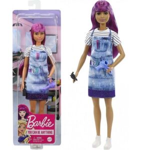 barbie parrucchiera con capelli viola mattel gtw36