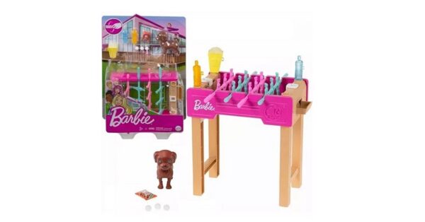 barbie playset calcetto con accessori e cagnolino mattel grg77