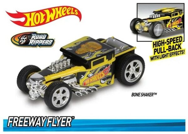 hot wheels freeway flyer bone shaker pull back luci & suoni