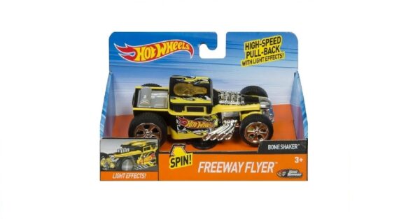 hot wheels freeway flyer bone shaker pull back luci & suoni