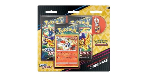 pokemon zenit regale collezione con spilla cinderace ita