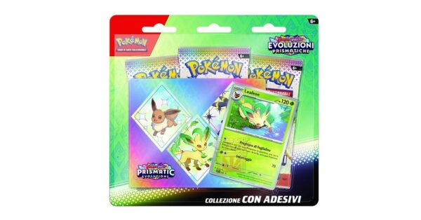 pokemon evoluzioni prismatiche collezione adesivi leafeon ita