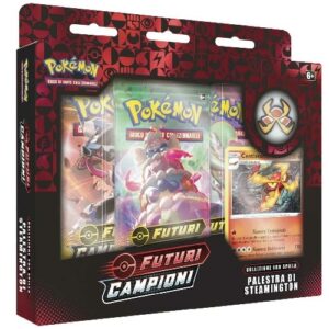 pokemon futuri campioni collezione con spilla palestra steamington ita