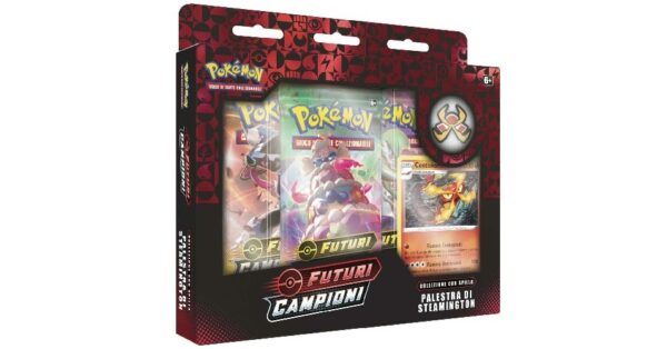 pokemon futuri campioni collezione con spilla palestra steamington ita